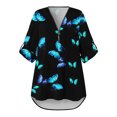 thumbnail image 5 of LYXSSBYX Women Long Sleeve Tops Hot Sale Clearance Women's Summer Shirts Zip Casual Tunic V-Neck Rollable Blouse Tops T-Shirt, 5 of 6