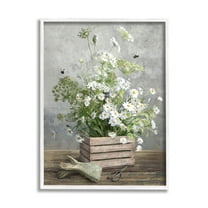Stupell Industries Cottage Gardening Bouquet Botanical & Floral Painting White Framed Art Print Wall Art, 16 x 20