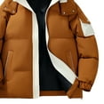 thumbnail image 5 of Sookity Mens Hooded Coats Winter Heavy Warm Quilted Jackets Zip up Down Jacket Casual Puffer Winter Jacket with Pockets Men's Windbreaker Jackets chaqueta hombre Brown,L, 5 of 8