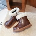 thumbnail image 6 of NAISIBABY Girls Mid-Calf Boots, Low Heels Zipper Waterproof Non-Slip Winter Faux Fur Lined Ankle Shoes Brown 2(Big Kids), 6 of 9