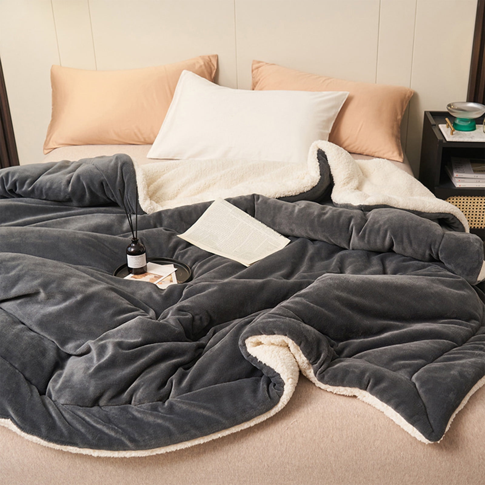 AYktou Fleece Blanket-Velvet Lambswool Double Layer Blanket,Autumning Winter Warm Multifunctional Bed Blanket,Thick Plush Fleece Reversible Blanket for Bed,Sofa,Couch,Camping and Travel,Twin/Full