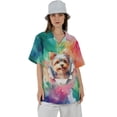 thumbnail image 4 of Funny Watercolor Adorable Yorkshire Terrier Peeking Through Torn Paper Effect Hawaiian Shirt Breathable Summer Unisex Merch Yorkie Dog Lover Gifts - 00026, 4 of 6