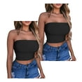 thumbnail image 2 of Lovskoo Womens 2 Pack Tube Tops Crop Tops Going Out Strapless Basic Backless Bandeau Bra Summer Outfits 2024 Y2K Clothes Black + Black, 2 of 6