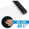 thumbnail image 2 of Fencer Wire Vinyl Coated 16 Gauge Welded Fence Wire Roll, Mesh Size 2-Inch x 3-Inch, Black Metal Garden Fencing Wire Grid Hardware Cloth, Multiple Use for Home Improvement, 2 of 9