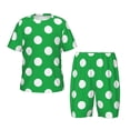 thumbnail image 1 of Fotbe Green And White Polka Dot Pijama Estampada de 2 Piezas para Niños – Ropa de Dormir de Manga Corta Cómoda para Niños y Niñas, Camiseta y Shorts de Algodón-Small, 1 of 6