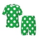 thumbnail image 1 of Balery Green And White Polka Dot Conjunto de Pijama Infantil de Manga Corta con Estampado – Ropa de Dormir de Algodón Suave-Small, 1 of 6