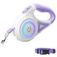 thumbnail image 1 of Pet Retractable Dog Leash 16ft/5m With LED light | Reflective Nylon Tape Retractable Leash With Collar (Purple), 1 of 7