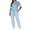 Blue, variant on Womens Short Sleeve Contrast Trim Top and Drawstring Waist Pants Two Piece Set with Side Pockets Casual Tracksuit Loungewear