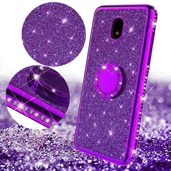 Coverlab Samsung Galaxy J3 (2018),galaxy J3 Star Case, Express Prime 3 Case,cute Glitter Bling Diamond Bumper Ring Stand Phone Case Girls With Kicksta