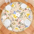 thumbnail image 2 of Pioneer Flower Floral Print Pattern Round Fitted Tablecloth with Elastic Edge,Dining Table Cover Waterproof,Outdoor Round Tablecloth for Camping,Dining,Indoor and Outdoor, 2 of 7