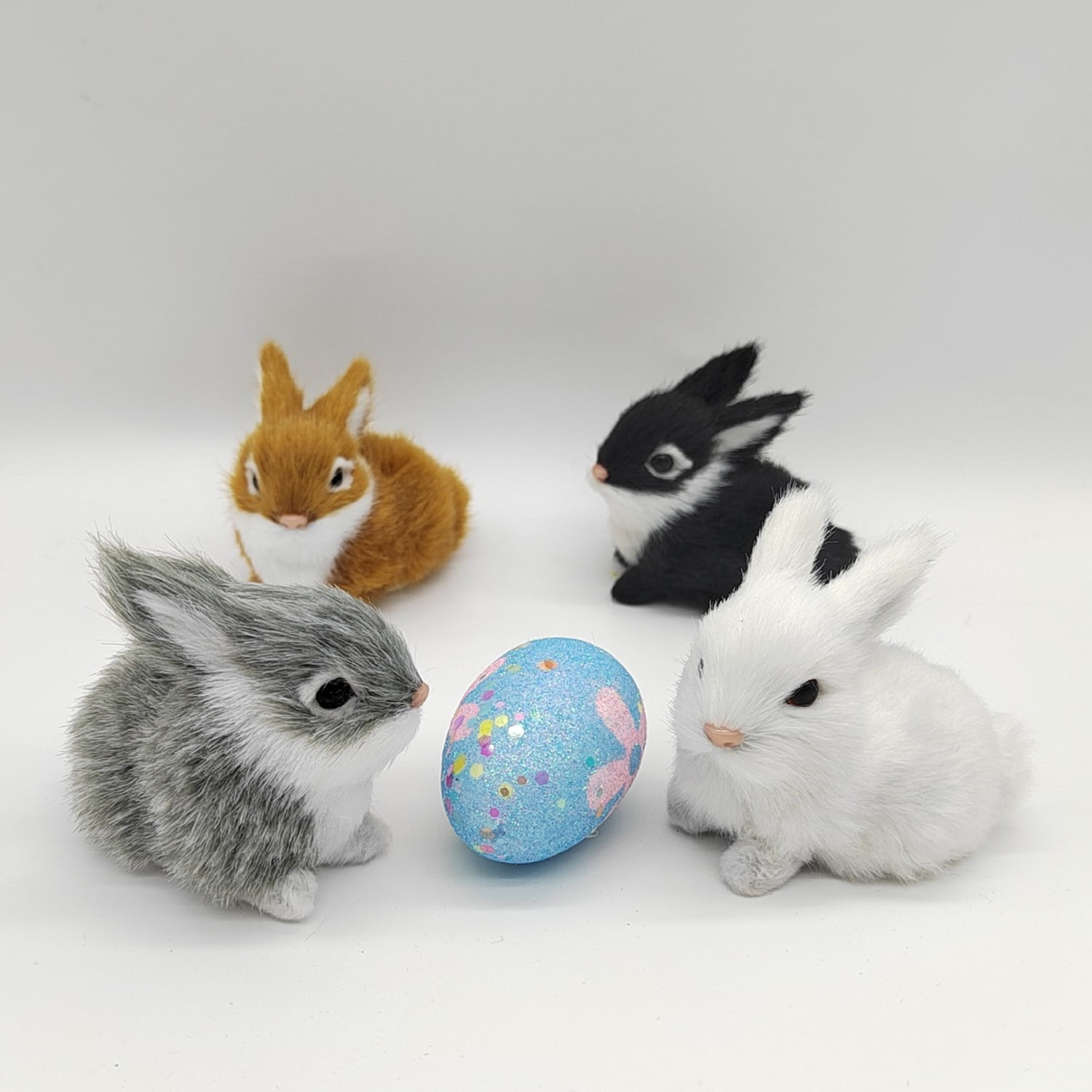 2pcs 2.76in Realistic Cute Plush Rabbits Fur Lifelike Animal Easter Bunny Simulation Toy Gift Decorations，Style 4