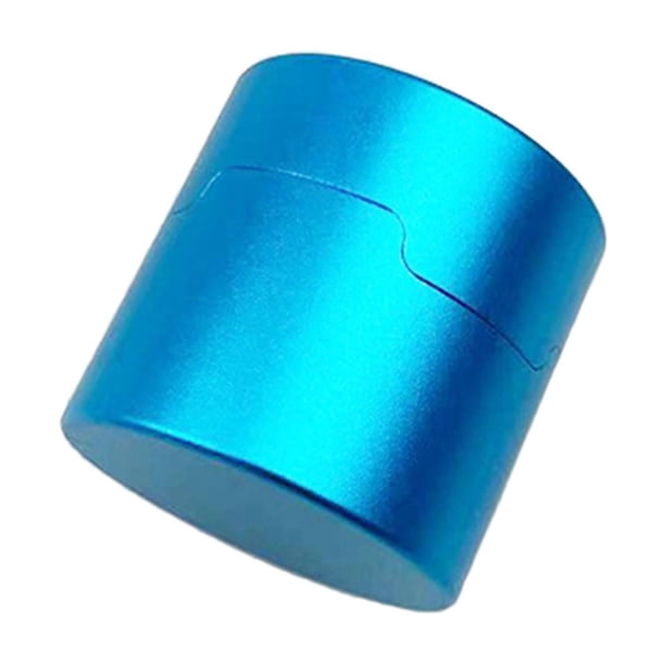 Estuche metálico circular para tiza de taco de billar portátil Azul