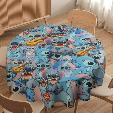

Stitch Round Tablecloth，Waterproof Stain and Wrinkle Resistant Washable Fabric Table Cloth for Restaurant Picnic Indoor and Outdoor Dining