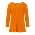 thumbnail image 4 of FAIWAD Womens Long Sleeve Tunic Tops Slim Round Neck Buttons Basic Pleated Patchwork Pullover Top, 4 of 4