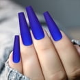 thumbnail image 4 of 100 Pieces Matte Extra Long Press on Nails Coffin False Nails Solid Color Full Cover Fake Nails Matte with Box for Women Girls Nail Decorations (Blue), 4 of 7