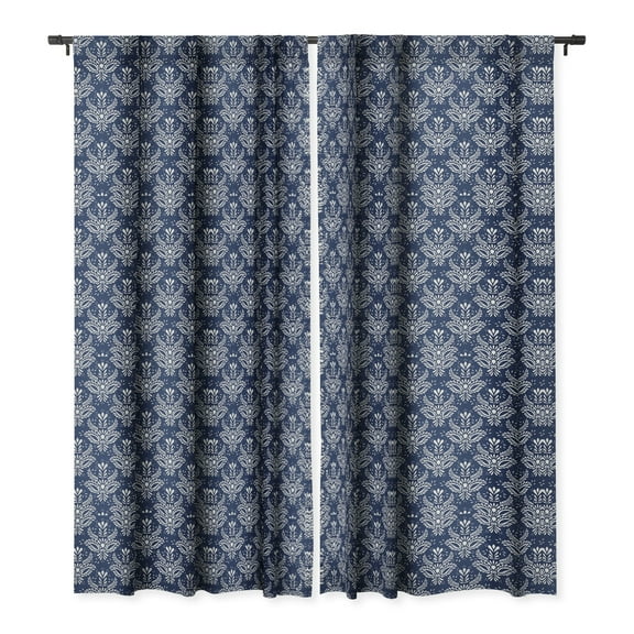 Society6 Marta Barragan Camarasa Pattern Indigo Watercolor Single Panel Room Darkening Window Curtain 50" x 84"