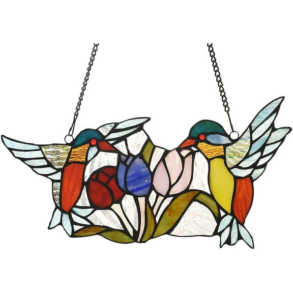 RADIANCE Goods Tiffany-Style Animal Design Window Panel 16" x 9"