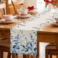 thumbnail image 5 of Blue Eucalyptus Table Runner 120 Inches, Farmhouse Weeping Leaves Linen Bed Runner Dresser Scarves Tabletop for Indoor Outdoor Parties/Ceremony/Banquet, 13"x 120", 5 of 8