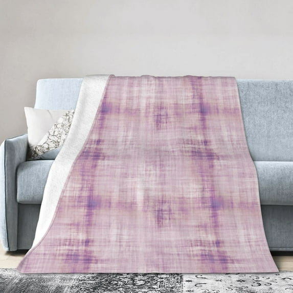 Watercolor Purple Textured Throw Blanket, Anti-Pilling Ultra-Soft Micro Fleece Cover Blanket for Bed Sofa, for All Seasons, 50"x40"