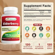 Best Naturals Elderberry Sambucus Nigra 5000mg Equivalent 120 Vegetarian Capsules