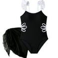 thumbnail image 3 of Baby Swimsuit Girl Girl's Solid Color Bikini One Piece Swimsuits with Skirt Girls' Swimwear Black 9-10 Years, 3 of 7