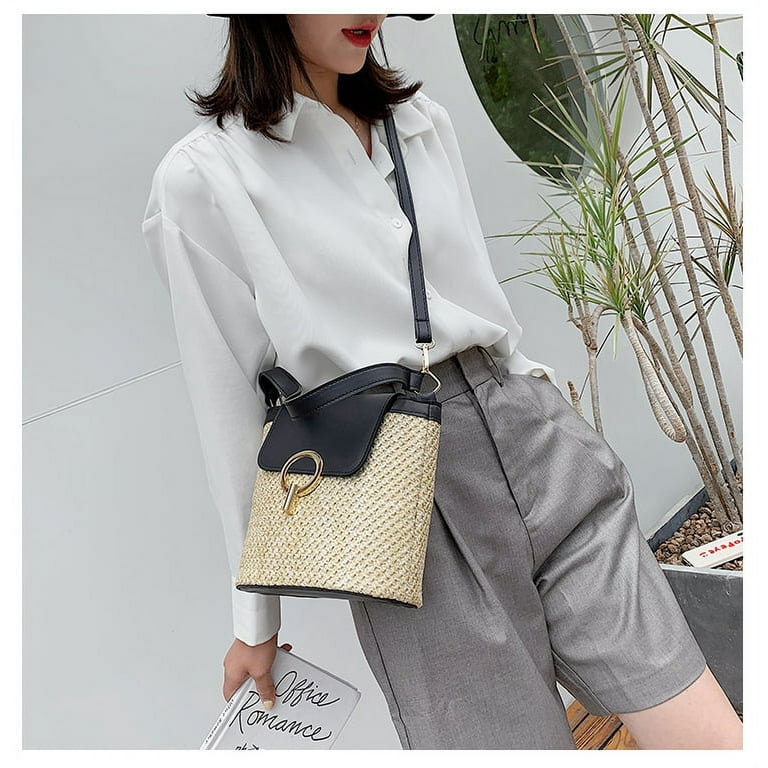 Crossbody Bag for Women, GMYLE Straw Weave Shoulder Handbag Bucket