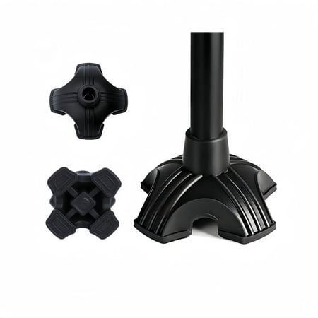 GYWHOOFT 2 PCS 4 Prong Cane Replacement Tips, Universal Fit for 0.75" Walking Sticks & Folding Canes, Self-Standing Non-Slip Rubber Quad Cane Feet, Heavy Duty Stability Base