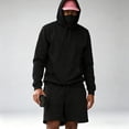 thumbnail image 4 of Rciityk Men's Tracksuit Short Set Solid Color Long Sleeve Pullover Hoodie with Kangaroo Pocket and Casual Shorts 2 Piece Sweatsuit, 4 of 5