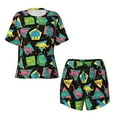 thumbnail image 5 of "Wukai Geometric Dinosaur Women's Pajama Set - Short-Sleeve Top and Shorts with Elastic Waistband and Pockets for Loungewear, Yoga, and Casual Wear-XX-Large, 5 of 8