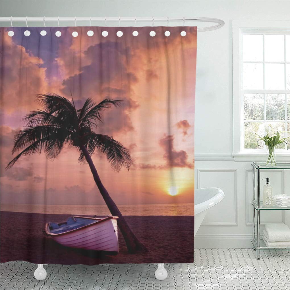 SUTTOM Beach Sunset Reusable Shower Curtain 60x72 inch