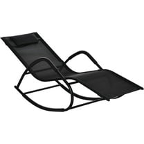 PINDEE Rocking Chair, Zero Gravity Patio Chaise Sun Lounger, Outdoor Rocker, UV Water Resistant, Pillow for Sunbathing, Lawn, Garden or Pool, Feel comfortable,Black