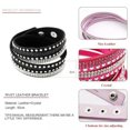 thumbnail image 5 of HOOUN Fashion Unisex Men Women Luxury Crystal Rivet Leather Bracelet Punk Style 0857-2, White, 5 of 6
