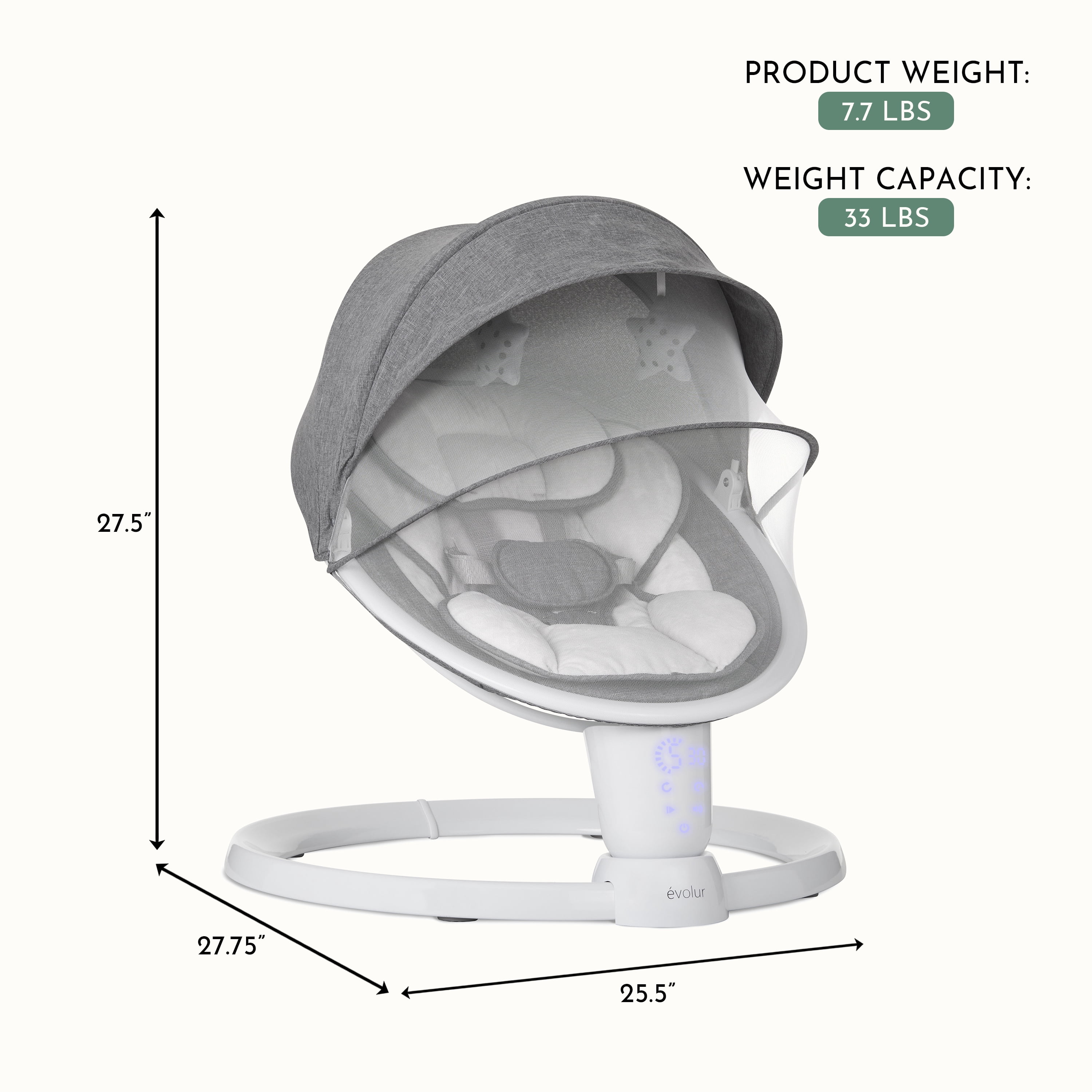 SootheSway Swing by Evolur, White
