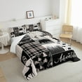 thumbnail image 4 of Buffalo Patchwork Twin Size Bedding Set, Hunting Bear Deer Comforter Set Teens Adult Bedroom, Rustic Farmhouse Grid Claw Bedding Comforter Sets Adventure Camping Quilt With 1 Pillow Case, 4 of 5