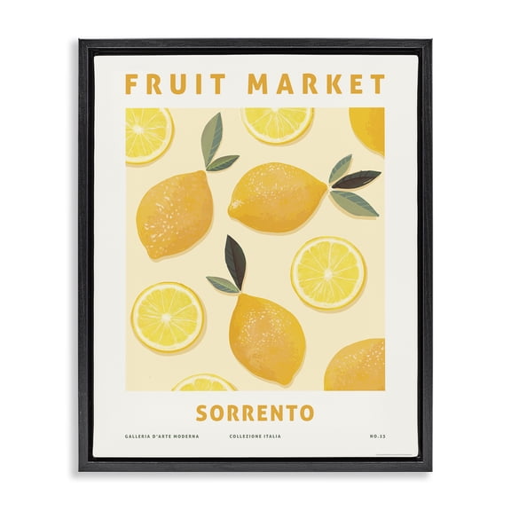 Stupell Industries Fruit Market Lemons Food & Beverage Painting Black Floater Framed Canvas Art Print Wall Art, 17 x 21