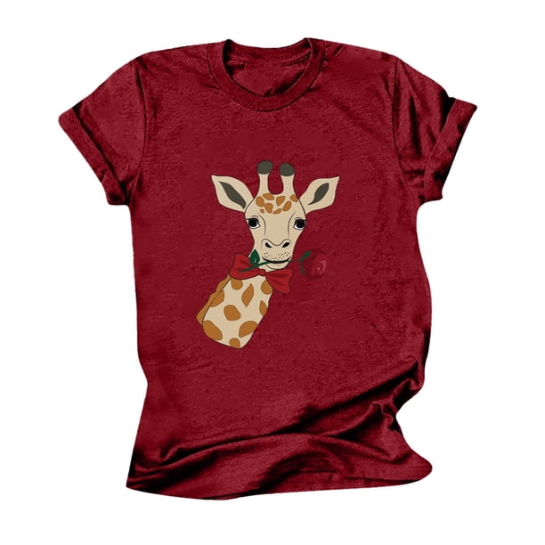 Blusa informal de manga corta con estampado de cuello redondo para mujer Pompotops hfajkhk127502