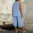 thumbnail image 4 of Women's Plus Size 2 Piece Summer Outfits Crew Neck Tank Top Tunic Shirt and Capri Pants Set Casual Sportswear 2026 Light Blue 4XL, 4 of 4