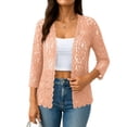thumbnail image 2 of Lace Cardigan for Women Lightweight 3/4 Sleeve Shrugs Crochet Sheer Open Front Cardigan Summer Beach Coverup (XL,Orange), 2 of 5