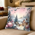thumbnail image 4 of Christmas Decorative Pillow Cover, Cute Winter Snowman Snow House Hugging Pillow case, Realistic Pink Sofa Cushion Case Christmas New Year Couch Decor, 4 of 6