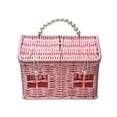 thumbnail image 2 of Zeyigg Rattan Plastic House Shaped Storage Basket with Lid and Folding Handle, Decorative Organizer for Picnics, Easter, and Home Decor,Pink, 2 of 7