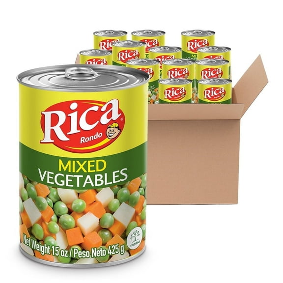 Rica Mixed Vegetables Can, 15 oz, Pack of 12