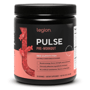 مكمل ما قبل التمرين Legion Athletics Pulse، توت أزرق، محلى بشكل طبيعي بدون إضافة سكر، 350 مجم كافيين، 20 وجبة، مسحوق طاقة وتركيز عالي الأداء