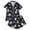 Black, variant on Women‘s Bow Print Loungewear Set | Satin Collared Top & Shorts Pajama Set | Short Sleeve Sleepwear for Home & Casual Outings(White,M)