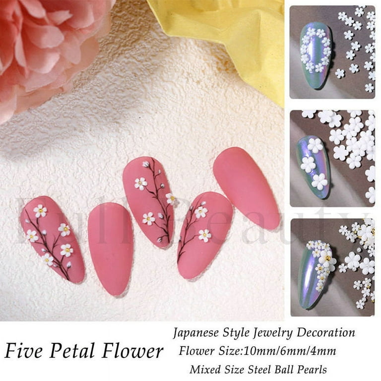 3d Flower Nail Charms And Metal Caviar Beads, 6 Grids Mixed 3d Acrylic Nail  Art Accessories Nail Designs For Diy Nail Decorations Nail Art Supplieslig