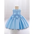 thumbnail image 2 of Toddler Girl’s Dress, Sleeveless Crew Neck Flower Beaded A-line Dress Patchwork Princess Dress for Party, 2 of 6