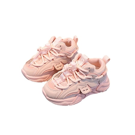 

Oucaili Unisex Athletic Shoes Lace Up Running Shoe Platform Sneakers Lightweight Sport Trainers Kids Pink 11.5little kids