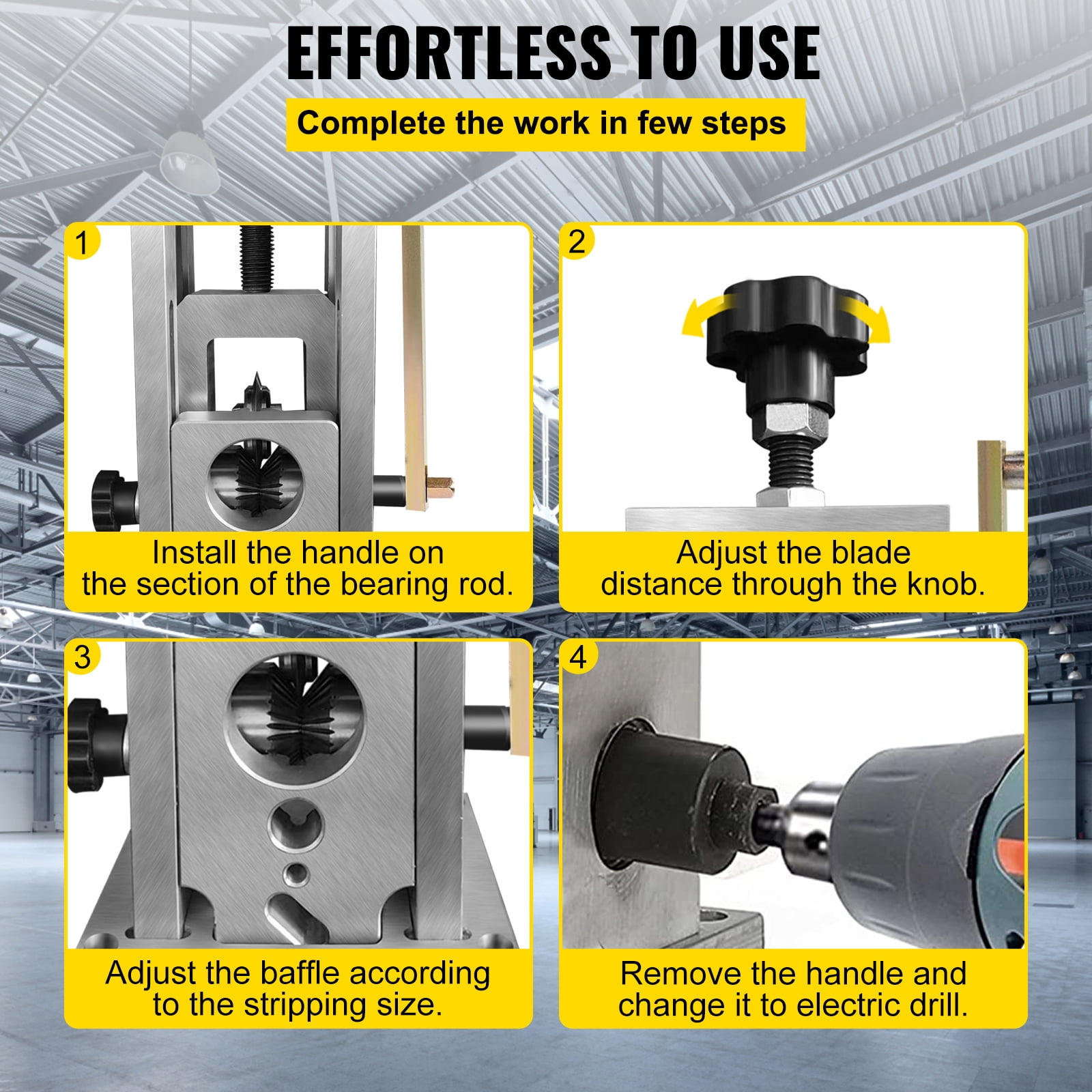 KFFKFF Wire Stripping Machine, 0.06-1.57 inches Drill Powered, Manual