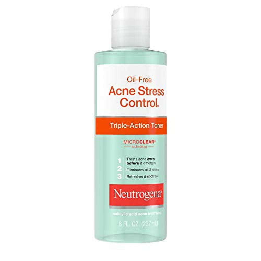 Acne-Fighting Stress Control Triple-Action Toner, Soothing And Refreshing Toner With Salicylic Acid Acne Medicine, Green Tea, And Cucumber Extract, 8 Fl. Oz ( Pack Of 4)
