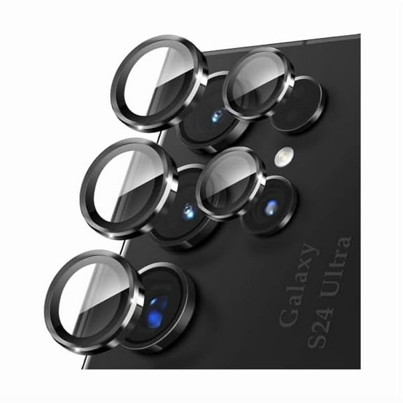 lulufa Camera Lens Protector for Samsung Galaxy S24 Ultra Accessories, [3x Impact Resistance] Individual Metal Ring Tempered Glass Camera Screen Protector, Case Friendly, 1 Set (Titanium Black)