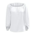 thumbnail image 6 of MIXUE Boho Tops For Women Summer Chiffon Solid Color Off Shoulder Long Sleeve Loose Fit Casual T Shirts Daily-Wear,White,S, 6 of 6